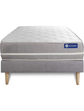 Ensemble Matelas Mémoire de forme et Sommier tapissier en kit Blanc - Actimemo touch