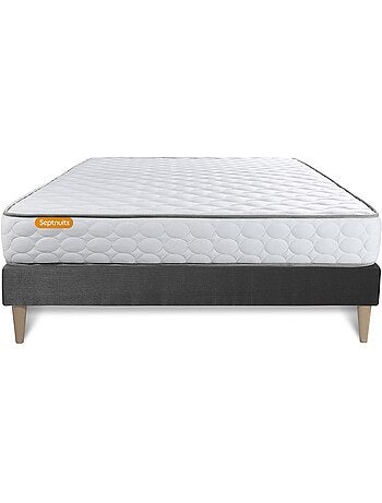 Ensemble Matelas Mémoire de forme et Sommier tapissier en kit Gris - Memo