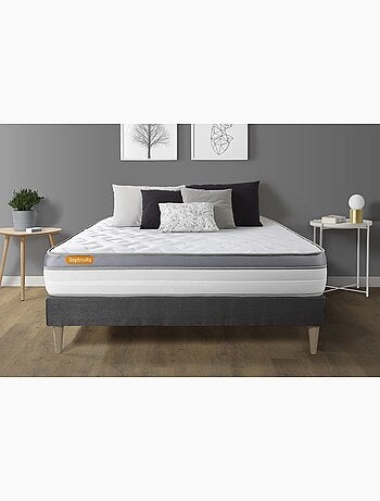 Ensemble Matelas Mémoire de forme et Sommier tapissier en kit Gris - Memo zen