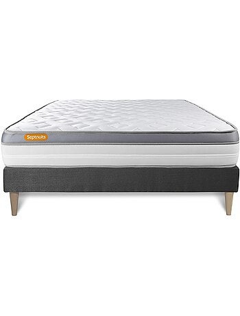 Ensemble Matelas Mémoire de forme et Sommier tapissier en kit Gris - Memo zen