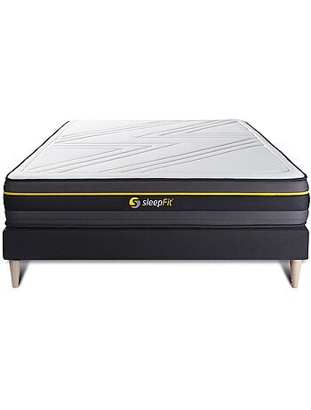 Ensemble Matelas Mémoire de forme et Sommier tapissier en kit Noir - Active