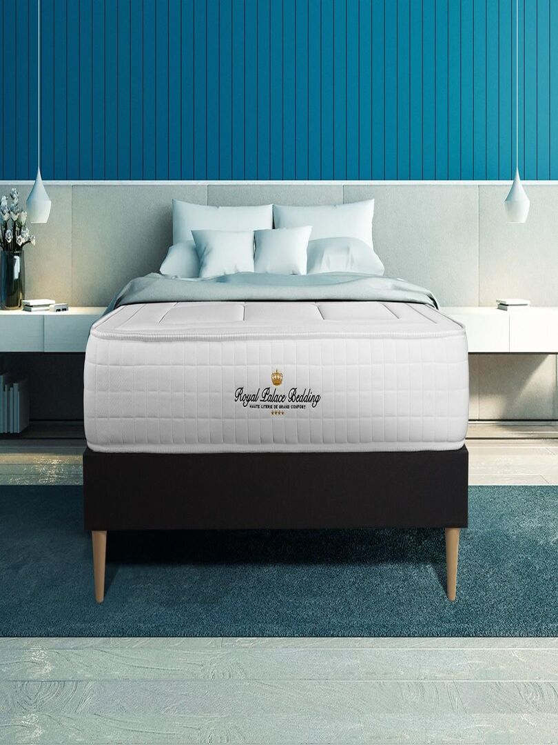 Ensemble Matelas Mémoire de forme et Sommier tapissier en kit Noir - Balmoral Noir - Kiabi