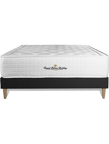 Ensemble Matelas Mémoire de forme et Sommier tapissier en kit Noir - Buckingham