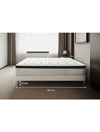 Ensemble Matelas Mémoire de forme et Sommier tapissier en kit Blanc - Privilège
