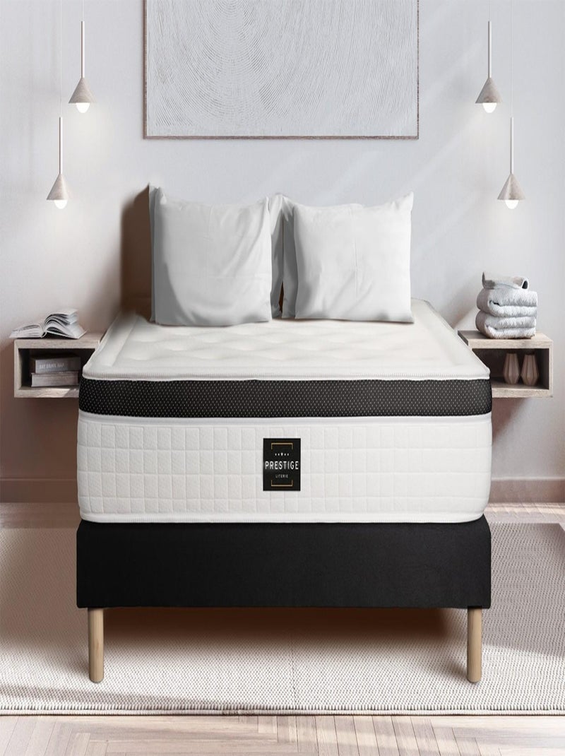 Ensemble Matelas Mémoire de forme et Sommier tapissier en kit Noir - Privilège Noir - Kiabi