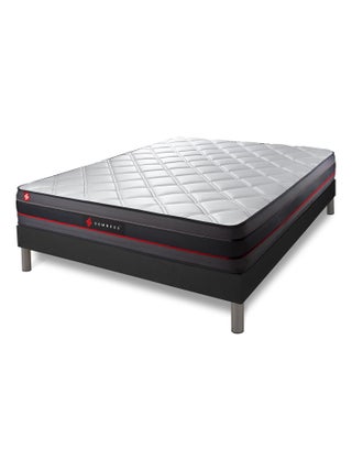 Ensemble Matelas Mémoire de forme et Sommier tapissier en kit Noir - Regen