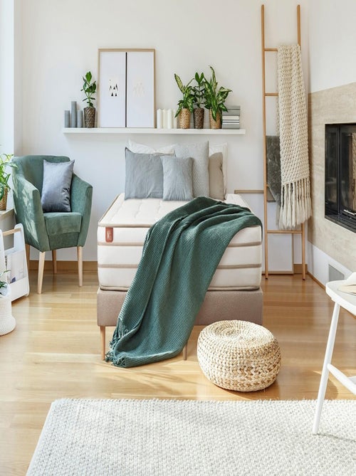 Ensemble Matelas Mémoire de forme et Sommier Tapissier multi-lattes Beige - Le Douillet - Kiabi
