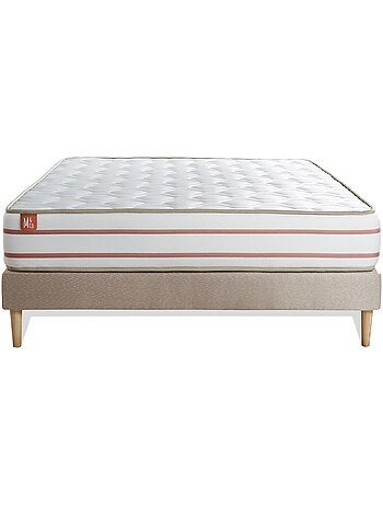 Ensemble Matelas Mémoire de forme et Sommier Tapissier multi-lattes Beige - Le Doux