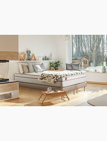 Ensemble Matelas Mémoire de forme et Sommier Tapissier multi-lattes Beige - Le Paisible