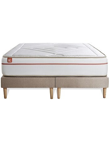 Ensemble Matelas Mémoire de forme et Sommier Tapissier multi-lattes Beige - Le Paisible