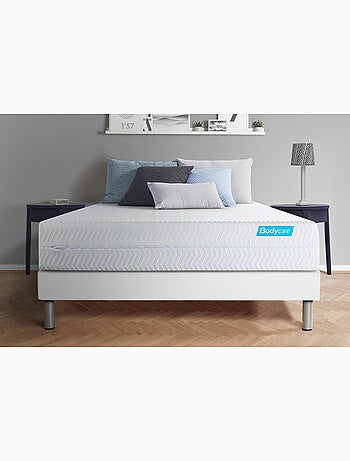 Ensemble Matelas Mémoire de forme et Sommier Tapissier multi-lattes Blanc - Biocare