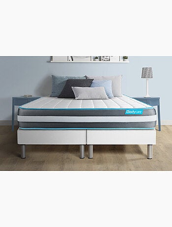 Ensemble Matelas Mémoire de forme et Sommier Tapissier multi-lattes Gris - Bodyform