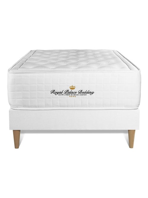 Ensemble Matelas Mémoire de forme et Sommier Tapissier multi-lattes Blanc - Buckingham - Kiabi