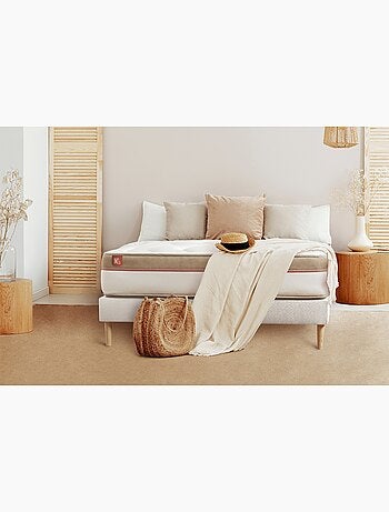 Ensemble Matelas Mémoire de forme et Sommier Tapissier multi-lattes Blanc - Le Cosy