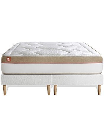 Ensemble Matelas Mémoire de forme et Sommier Tapissier multi-lattes Blanc - Le Cosy