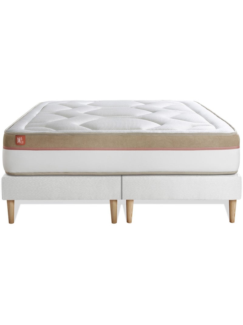 Ensemble Matelas Mémoire de forme et Sommier Tapissier multi-lattes Blanc - Le Cosy Blanc - Kiabi