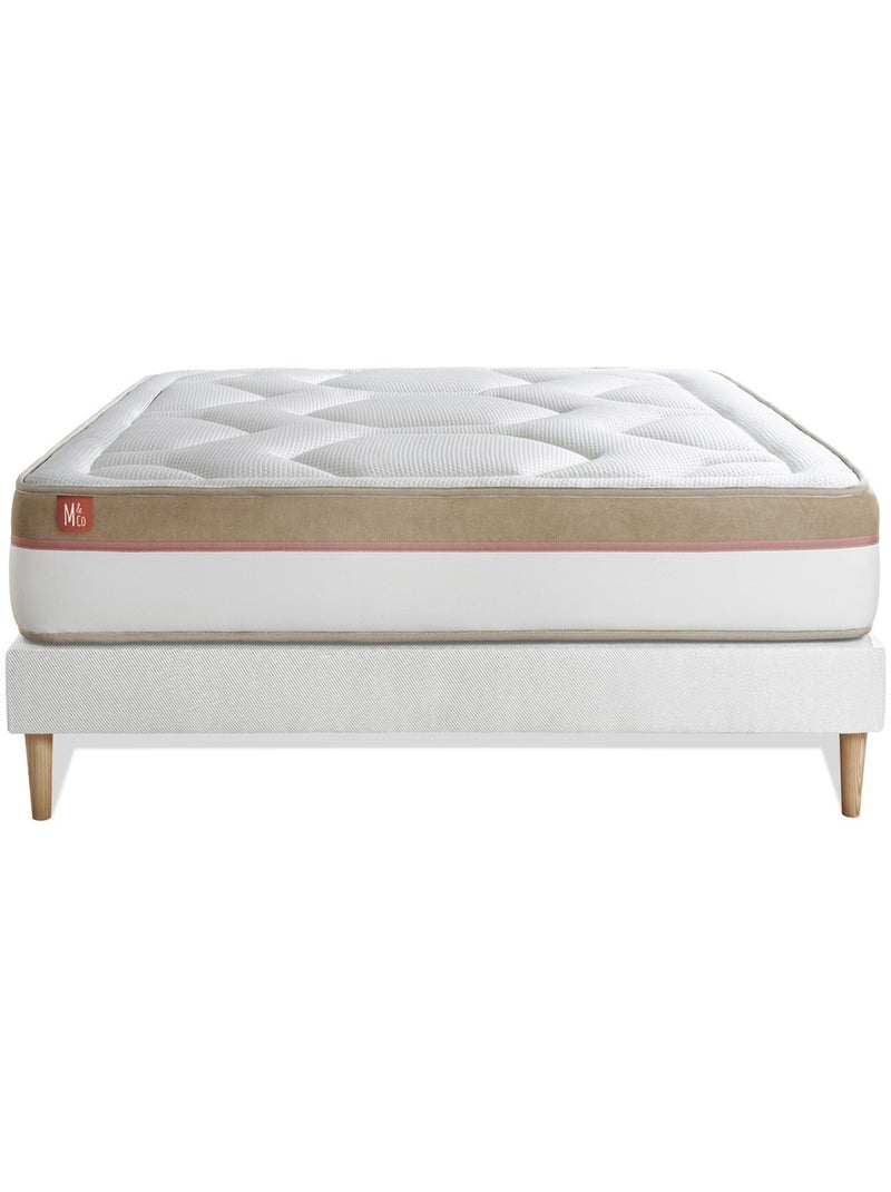 Ensemble Matelas Mémoire de forme et Sommier Tapissier multi-lattes Blanc - Le Cosy Blanc - Kiabi