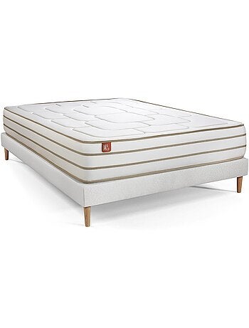 Ensemble Matelas Mémoire de forme et Sommier Tapissier multi-lattes Blanc - Le Douillet