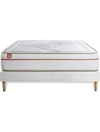 Ensemble Matelas Mémoire de forme et Sommier Tapissier multi-lattes Blanc - Le Paisible