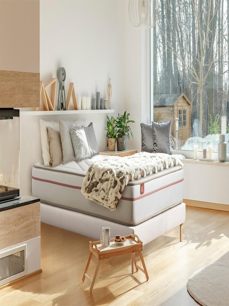 Ensemble Matelas Mémoire de forme et Sommier Tapissier multi-lattes Blanc - Le Paisible Blanc - Kiabi