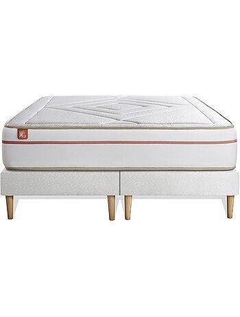 Ensemble Matelas Mémoire de forme et Sommier Tapissier multi-lattes Beige - Le Paisible