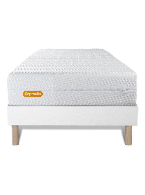 Ensemble Matelas Mémoire de forme et Sommier Tapissier multi-lattes Blanc - Memo bio - Kiabi