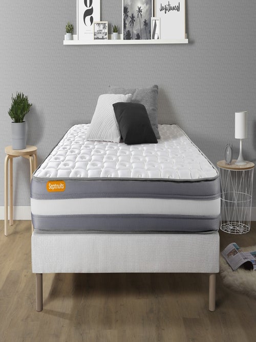 Ensemble Matelas Mémoire de forme et Sommier Tapissier multi-lattes Blanc - Memo plus - Kiabi