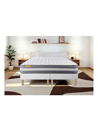 Ensemble Matelas Mémoire de forme et Sommier Tapissier multi-lattes Blanc - Memo plus