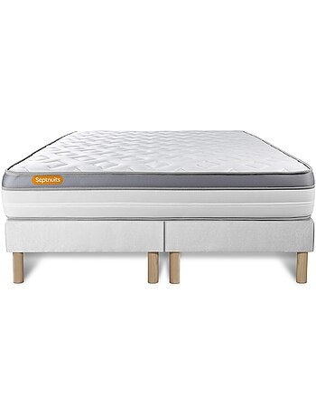 Ensemble Matelas Mémoire de forme et Sommier Tapissier multi-lattes Gris - Memo zen