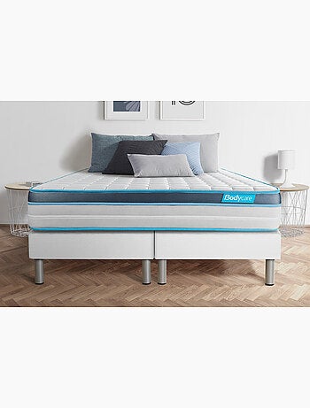 Ensemble Matelas Mémoire de forme et Sommier Tapissier multi-lattes Blanc - Perform