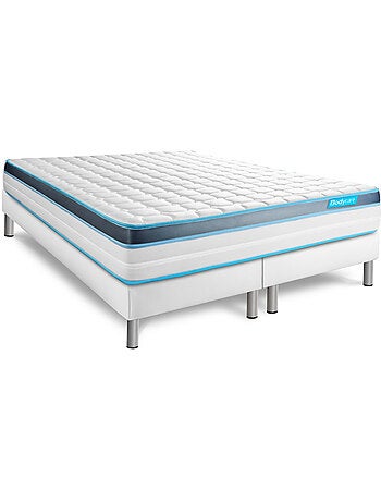 Ensemble Matelas Mémoire de forme et Sommier Tapissier multi-lattes Blanc - Perform