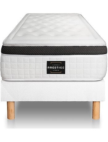 Ensemble Matelas Mémoire de forme et Sommier Tapissier multi-lattes Blanc - Privilège