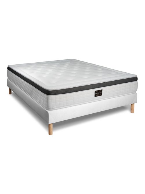 Ensemble Matelas Mémoire de forme et Sommier Tapissier multi-lattes Blanc - Privilège - Kiabi