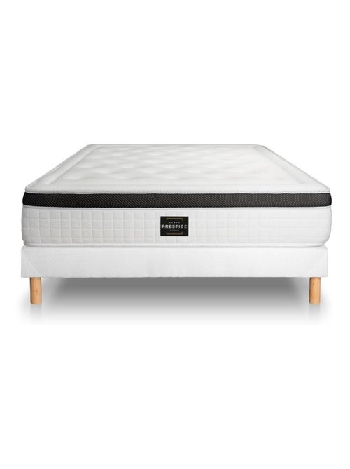 Ensemble Matelas Mémoire de forme et Sommier Tapissier multi-lattes Blanc - Privilège - Kiabi