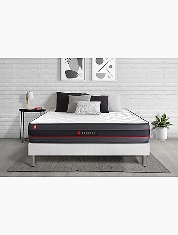 Ensemble Matelas Mémoire de forme et Sommier Tapissier multi-lattes Blanc - Regen