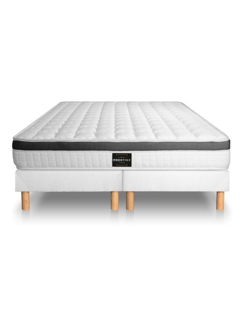 Ensemble Matelas Mémoire de forme et Sommier Tapissier multi-lattes Blanc - Supérieur - Kiabi