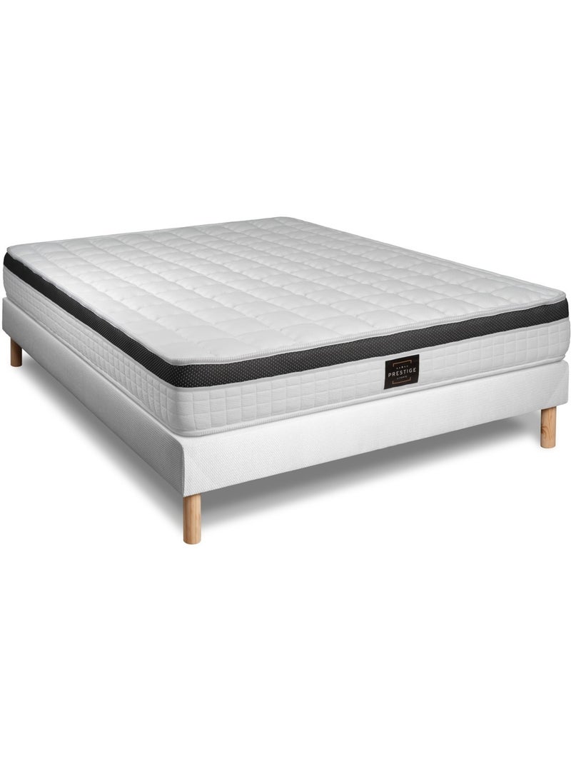 Ensemble Matelas Mémoire de forme et Sommier Tapissier multi-lattes Blanc - Supérieur Blanc - Kiabi