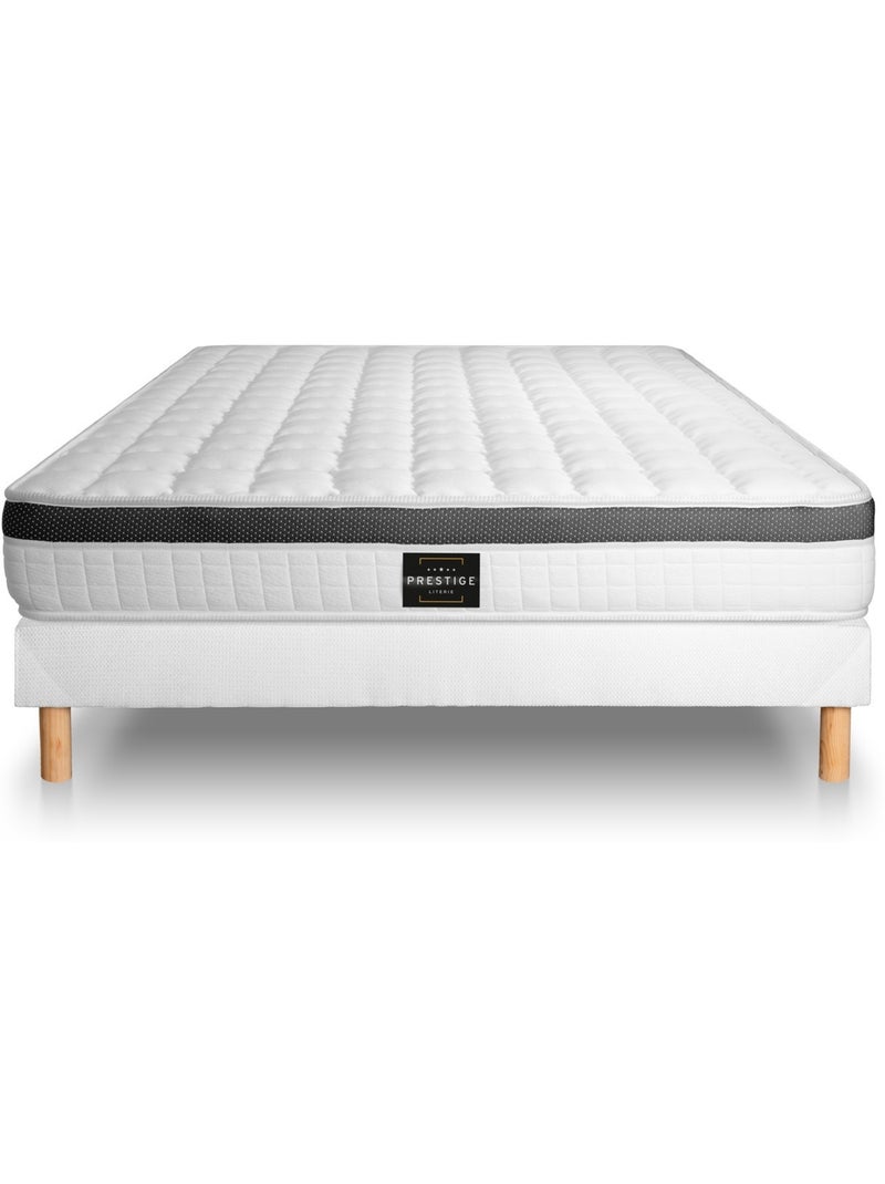 Ensemble Matelas Mémoire de forme et Sommier Tapissier multi-lattes Blanc - Supérieur Blanc - Kiabi