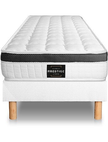 Ensemble Matelas Mémoire de forme et Sommier Tapissier multi-lattes Noir - Supérieur