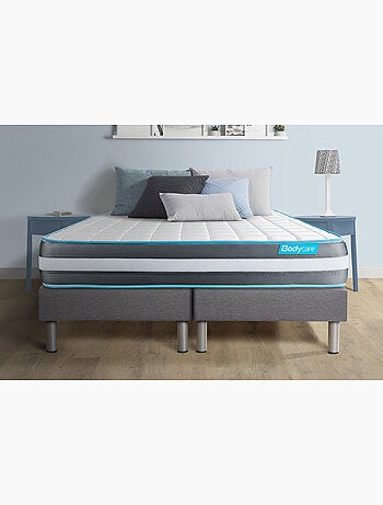 Ensemble Matelas Mémoire de forme et Sommier Tapissier multi-lattes Gris - Bodyform