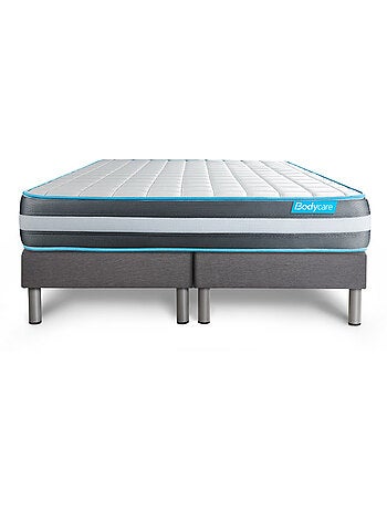 Ensemble Matelas Mémoire de forme et Sommier Tapissier multi-lattes Gris - Bodyform