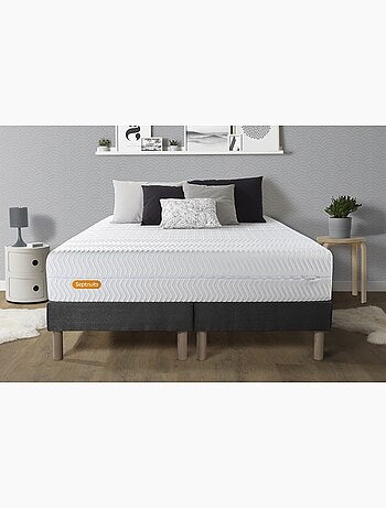Ensemble Matelas Mémoire de forme et Sommier Tapissier multi-lattes Gris - Memo bio