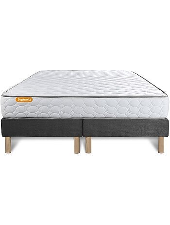 Ensemble Matelas Mémoire de forme et Sommier Tapissier multi-lattes Blanc - Memo