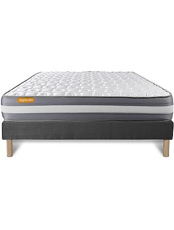 Ensemble Matelas Mémoire de forme et Sommier Tapissier multi-lattes Gris - Memo plus