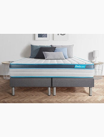 Ensemble Matelas Mémoire de forme et Sommier Tapissier multi-lattes Blanc - Perform