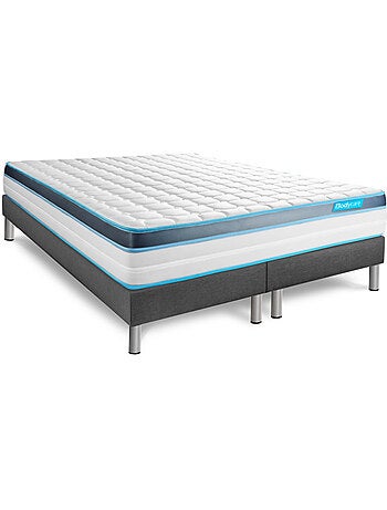 Ensemble Matelas Mémoire de forme et Sommier Tapissier multi-lattes Blanc - Perform