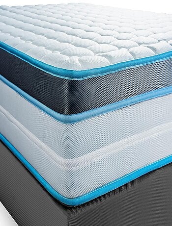 Ensemble Matelas Mémoire de forme et Sommier Tapissier multi-lattes Gris - Perform