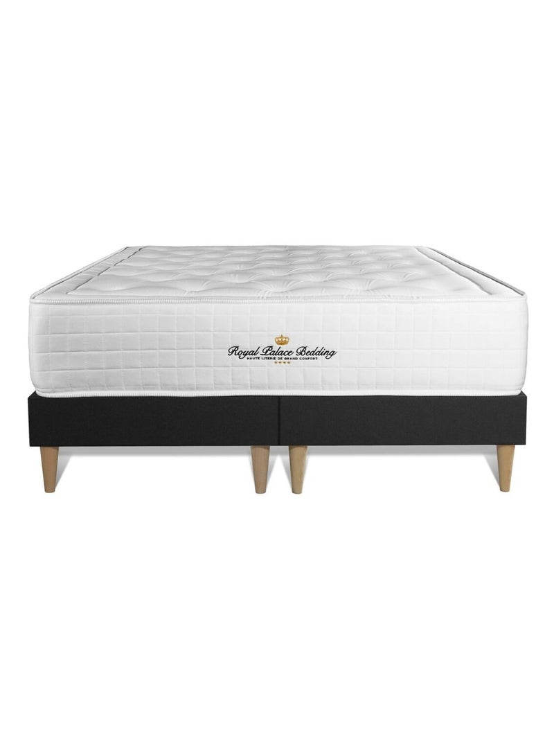 Ensemble Matelas Mémoire de forme et Sommier Tapissier multi-lattes Noir - Buckingham Noir - Kiabi