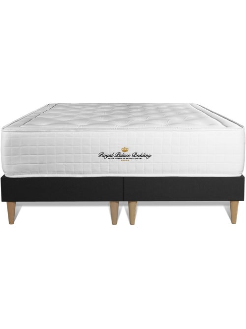 Ensemble Matelas Mémoire de forme et Sommier Tapissier multi-lattes Noir - Buckingham - Kiabi