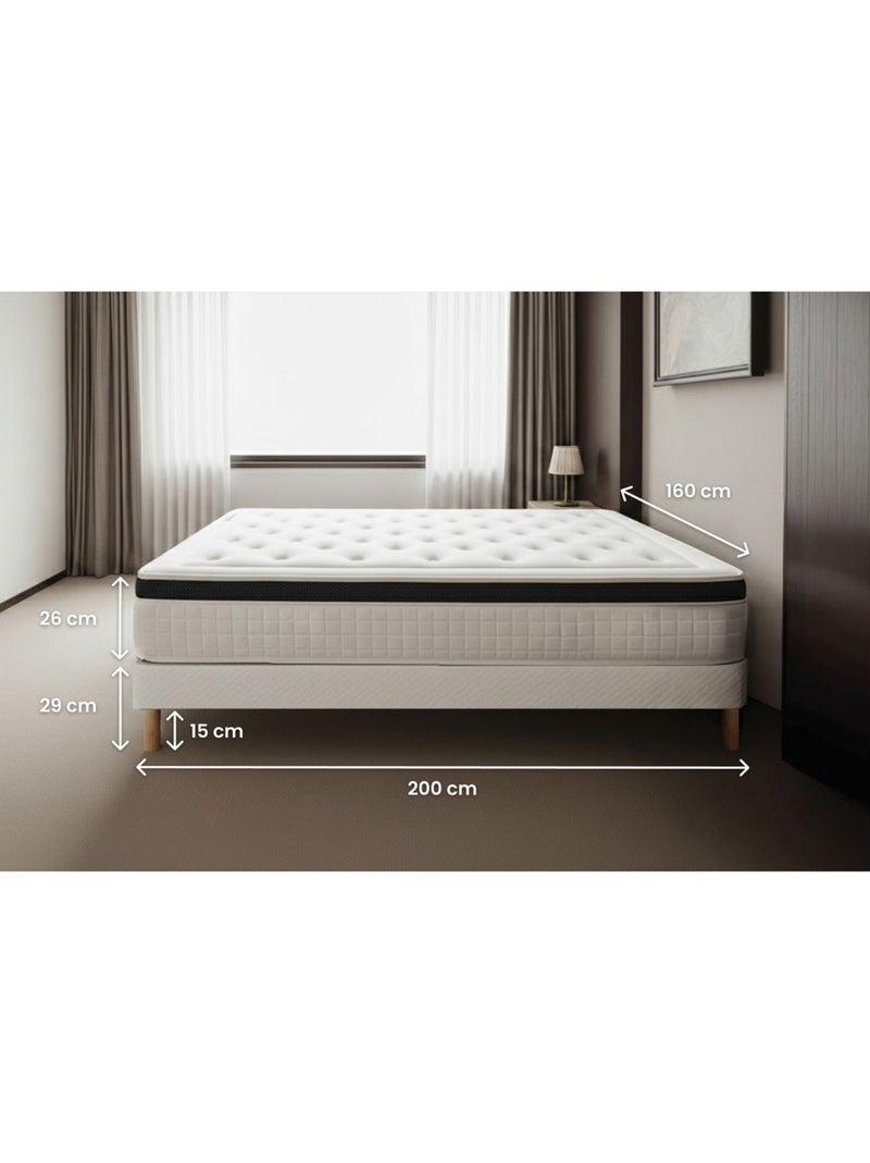 Ensemble Matelas Mémoire de forme et Sommier Tapissier multi-lattes Noir - Privilège Noir - Kiabi